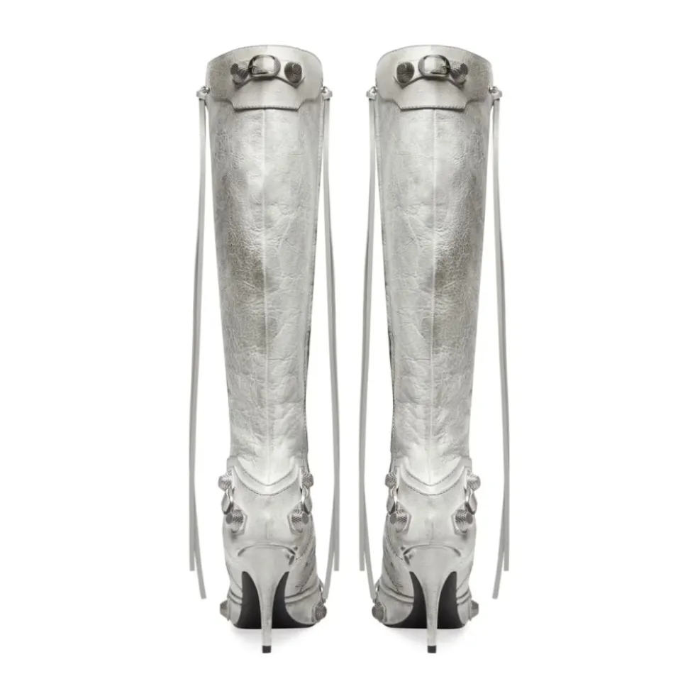 Hvide Cagole Point-Toe Stiletto Støvler
