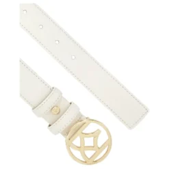 Hvid glat bælte med rund spænde