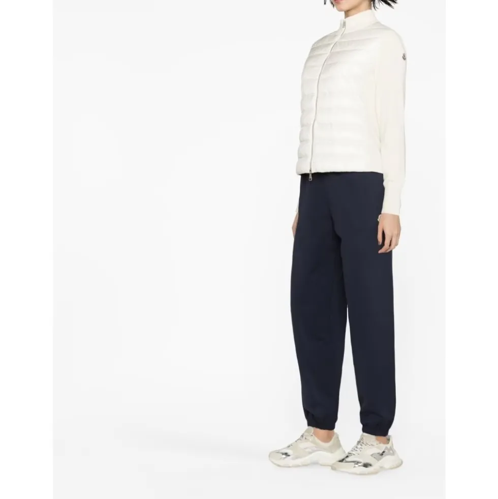Hvid Polstret Sweater med Logo Patch