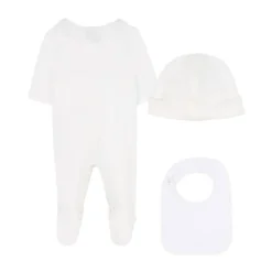 Hvid Pyjamas Sæt med Sutter og Hat