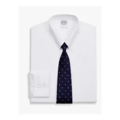 Hvid Slim Fit Non-Iron Stretch Supima Bomuld Twill Skjorte med Button Down Krave