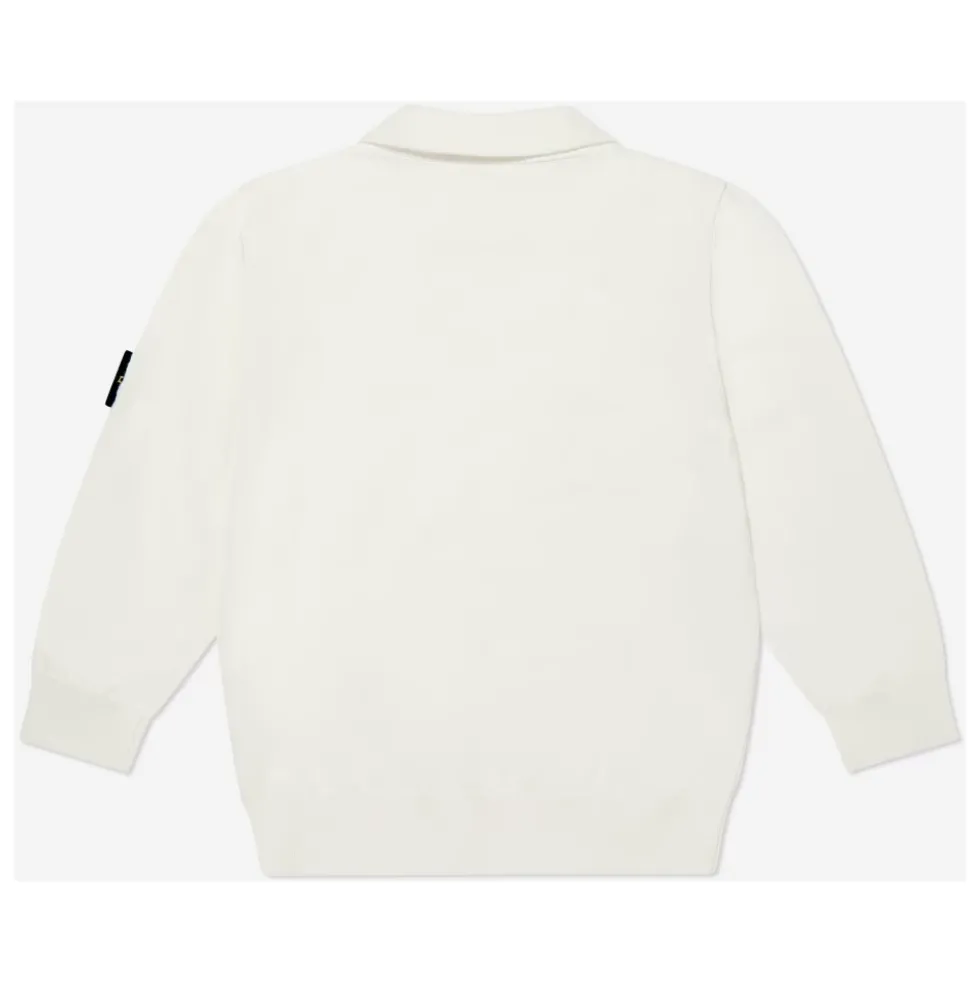 Hvid Strikket Polo Shirt