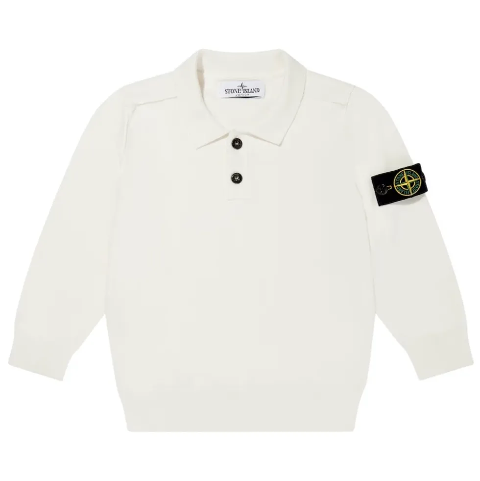 Hvid Strikket Polo Shirt