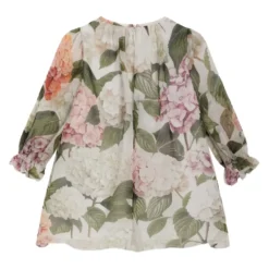 Hydrangea-Print Chiffon Kjole