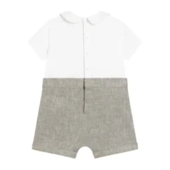 Interlock og linned romper med broderi