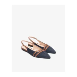 Jeans stof slingback med læderdetaljer