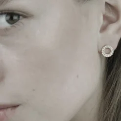 Joy Waterproof Clear CZ Circle Earrings 18K Gold Plating