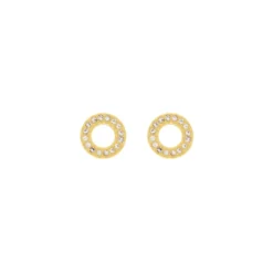 Joy Waterproof Clear CZ Circle Earrings 18K Gold Plating