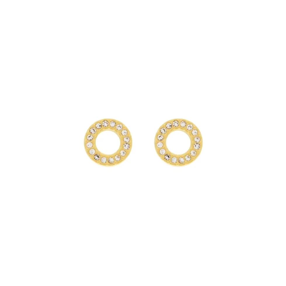 Joy Waterproof Clear CZ Circle Earrings 18K Gold Plating