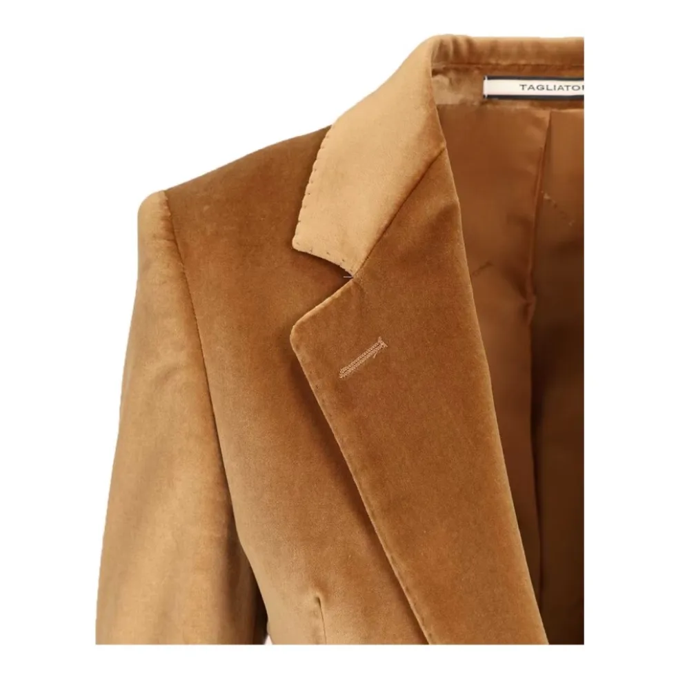 J-Parigi12L Single-Breasted Velvet Blazer