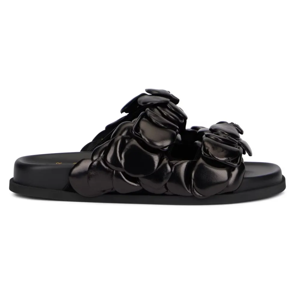 Kidskin Læder Slides med Rund Tålinje
