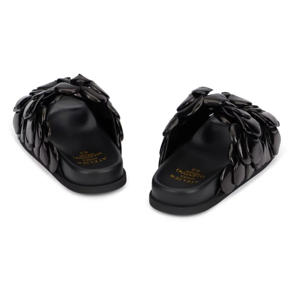 Kidskin Læder Slides med Rund Tålinje