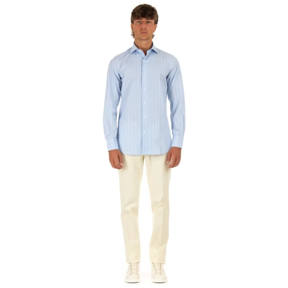 Klar Blå Slim Fit Skjorte