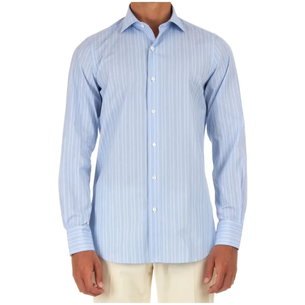 Klar Blå Slim Fit Skjorte