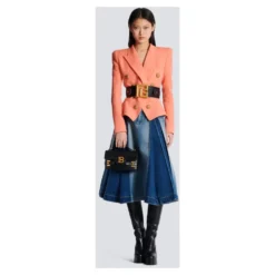 8-knaps Cinched-waist Jakke