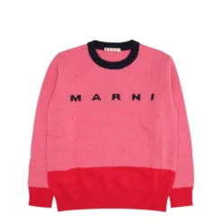 Koralrød sweater med broderet logo