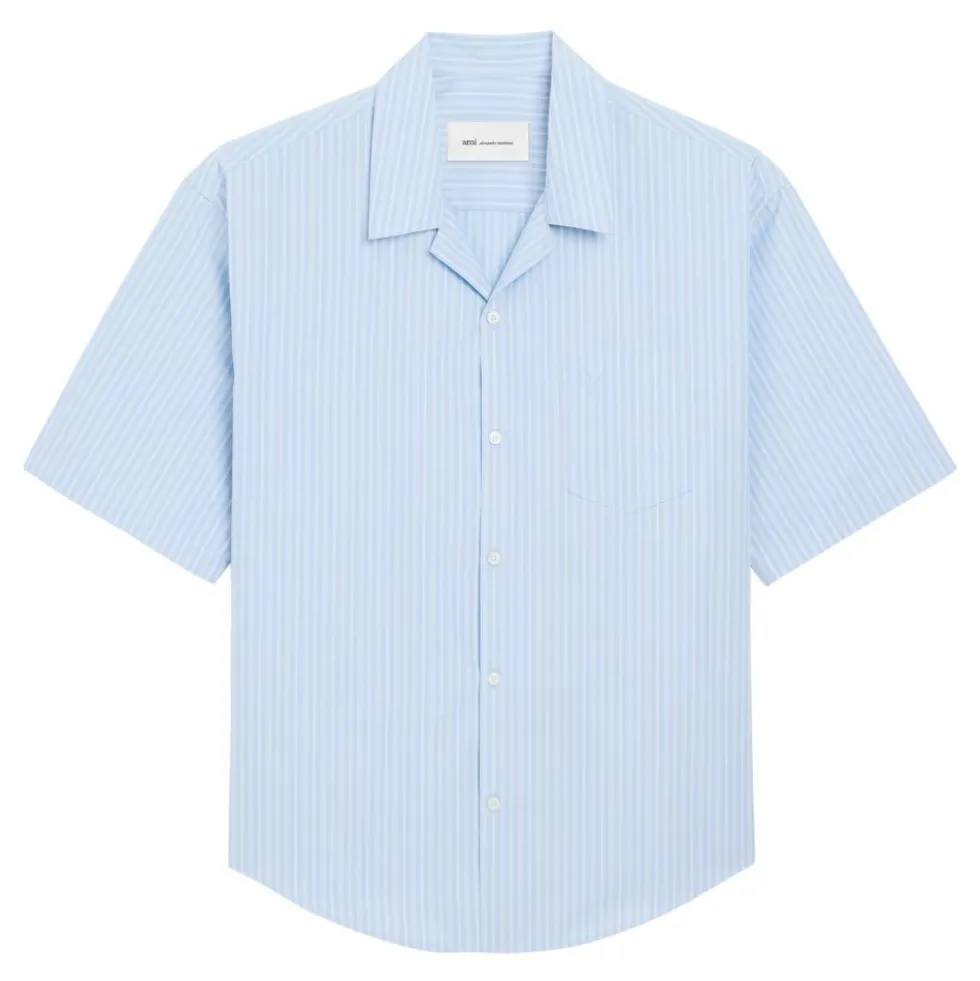 Kortærmet Boxy Skjorte med Camp Collar og Ami de Coeur Broderi
