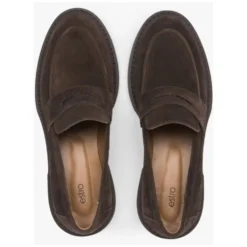 Kvinders Saddle Brown Penny Loafers lavet af italiensk ægte velour