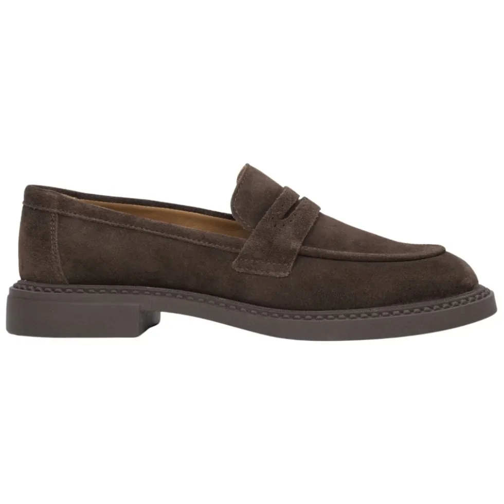 Kvinders Saddle Brown Penny Loafers lavet af italiensk ægte velour