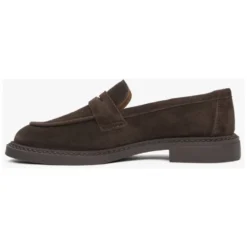 Kvinders Saddle Brown Penny Loafers lavet af italiensk ægte velour