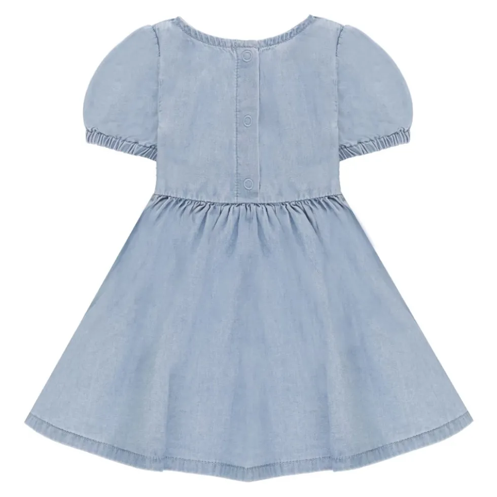Ladybird-Embroidered Denim Dress
