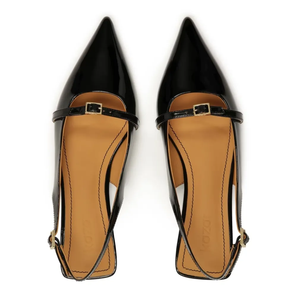Lakerede flade slingback pumps