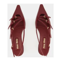 Laklæder slingback ballerinasko med spænder