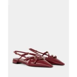 Laklæder slingback ballerinasko med spænder