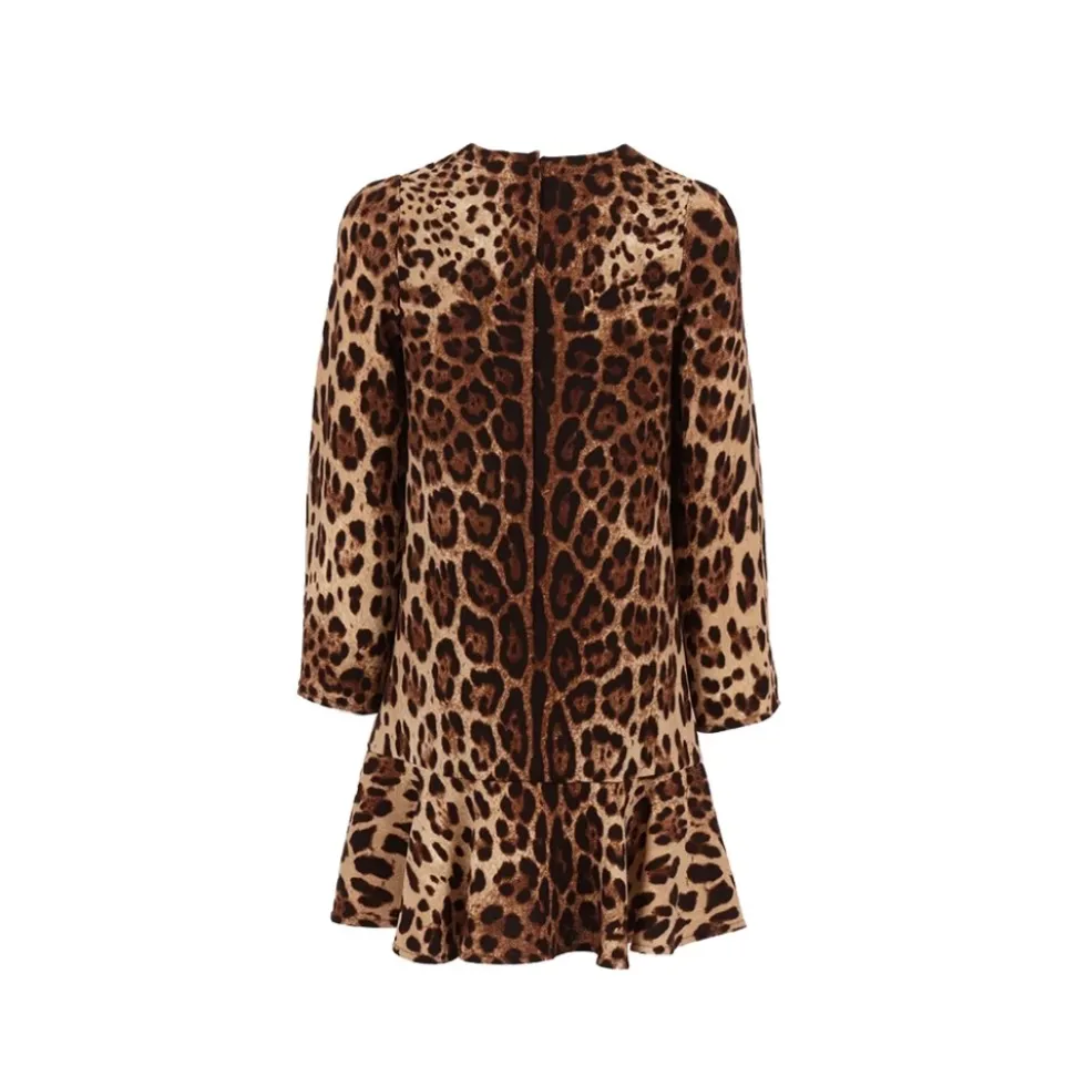 Langærmet kjole med leopardprint