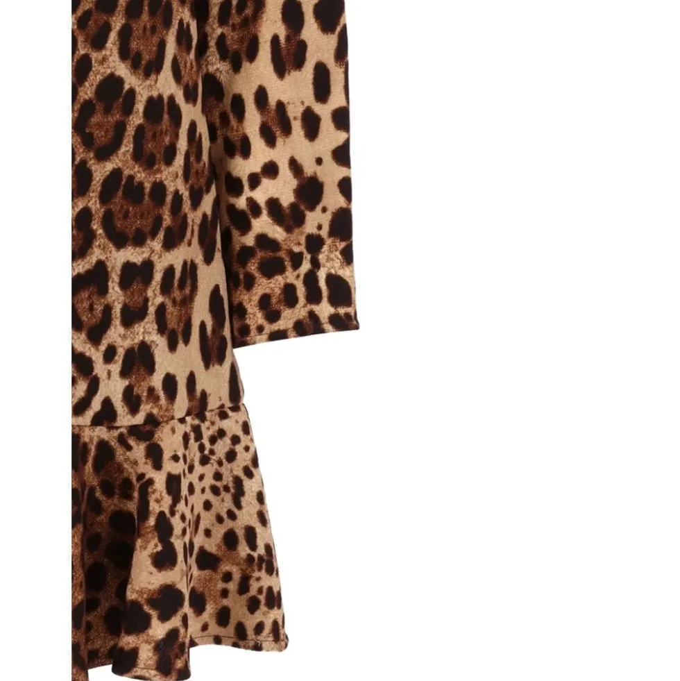 Langærmet kjole med leopardprint