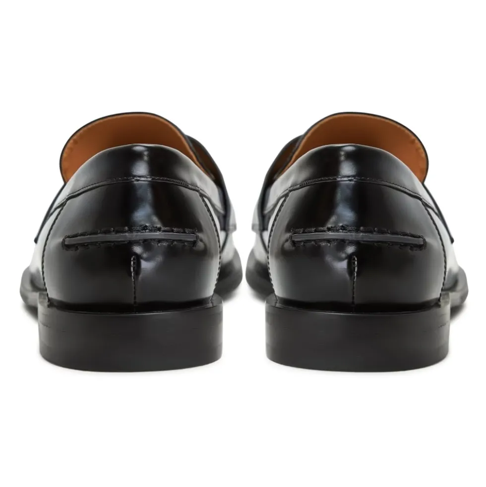 Læder Loafers med Blokhæl - Patent Sort
