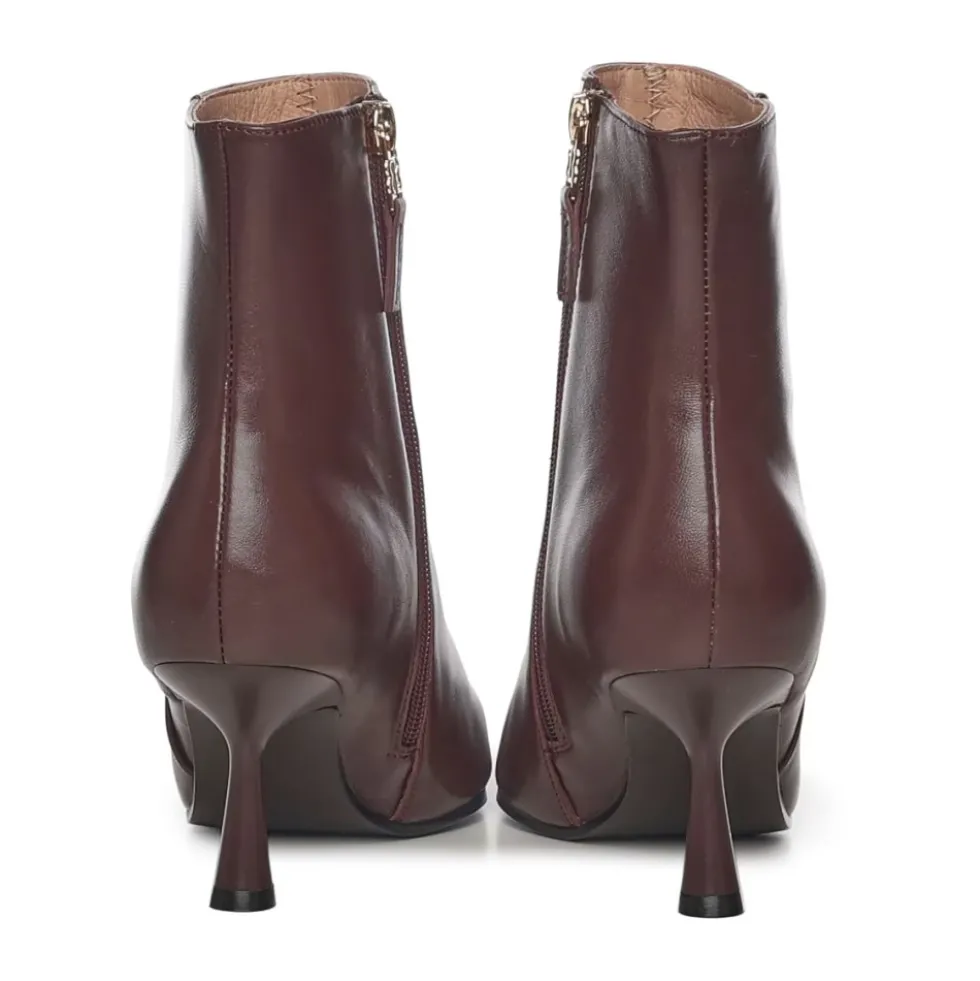 Læder Stiletstøvler Bordeaux Farve