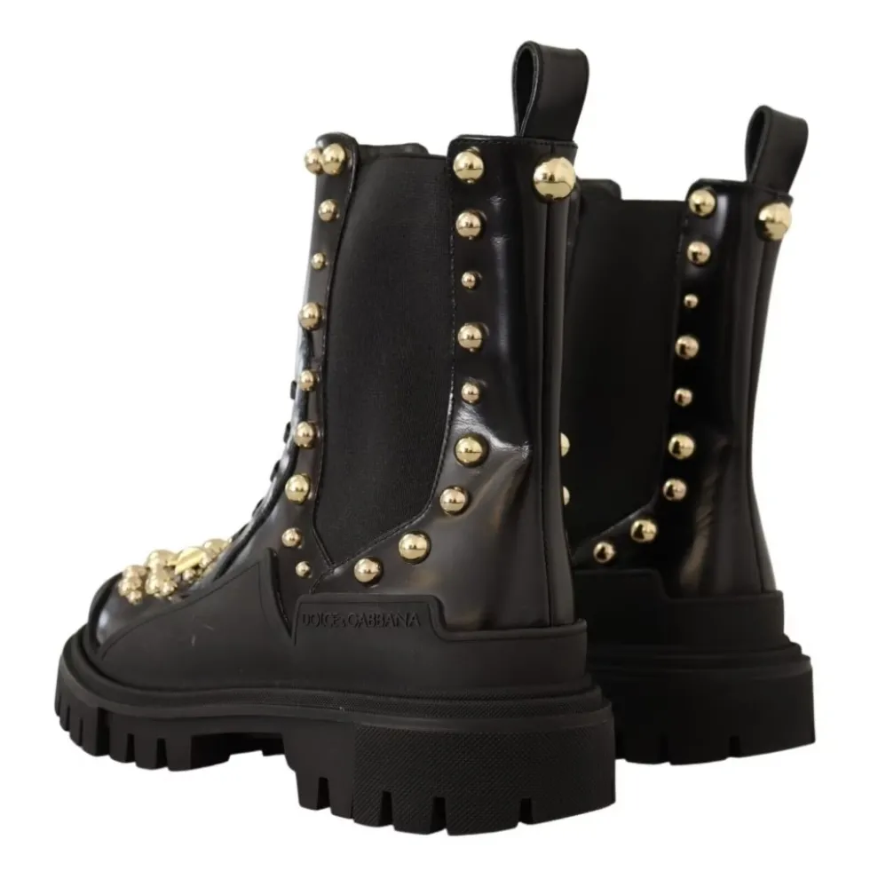 Leather Studded Combat Boots