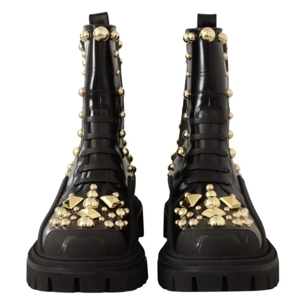 Leather Studded Combat Boots
