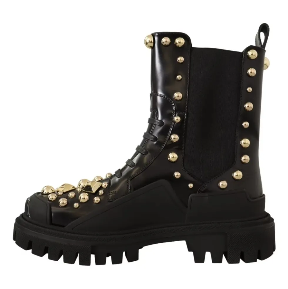 Leather Studded Combat Boots