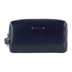 Leather toiletry bag with two dividers