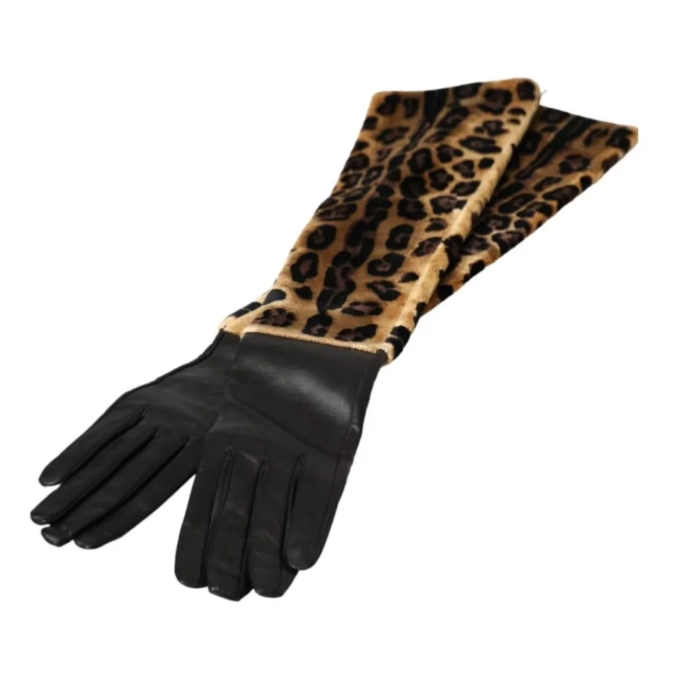 Leopard Print Albuelængde Handsker