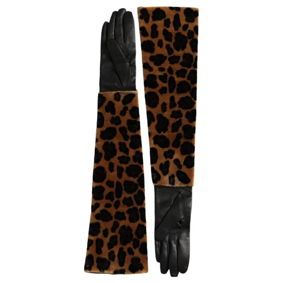 Leopard Print Albuelængde Handsker