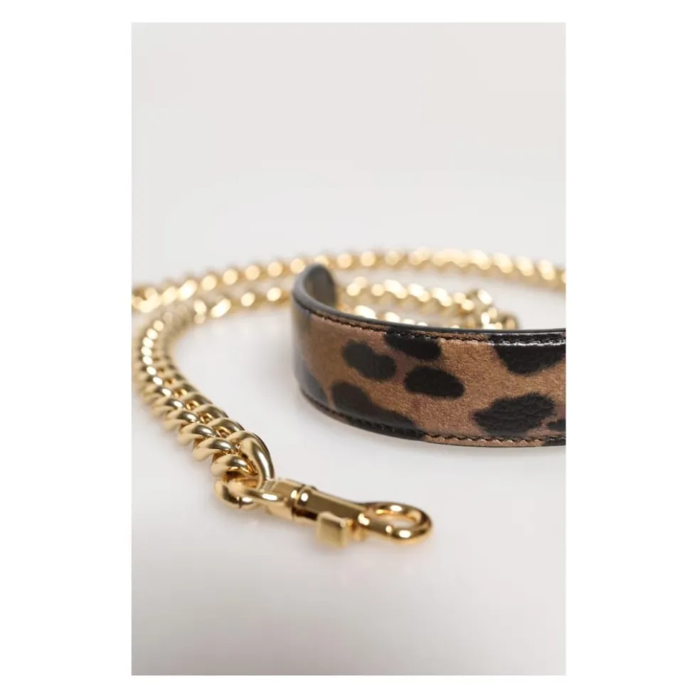 Leopard Print Gold Brass Kæde Skuldertaske Rem