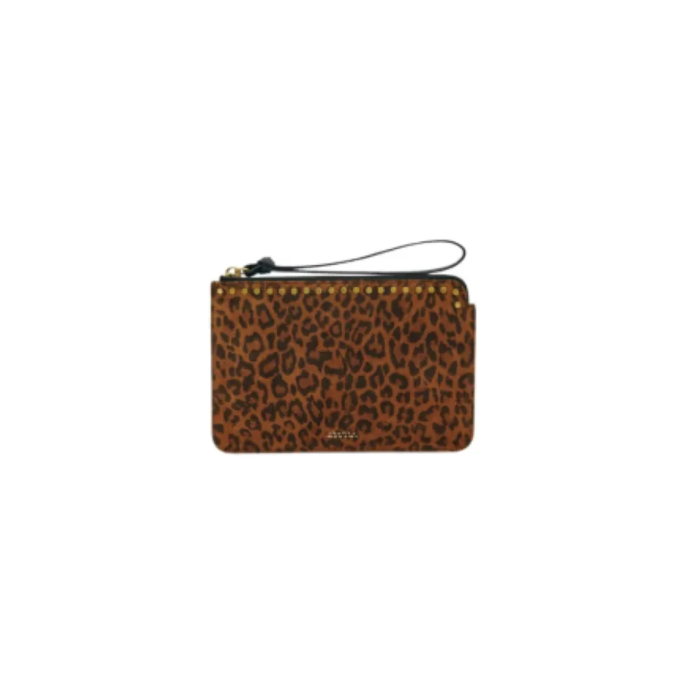 Leopard Print Suede Pouch