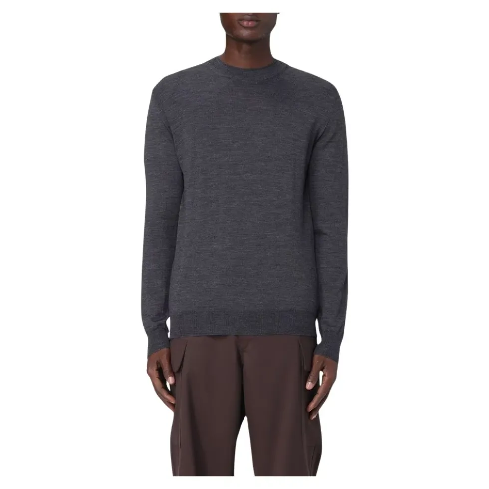Let Merinouldssweater med Dobbelt Crew Neck Detalje