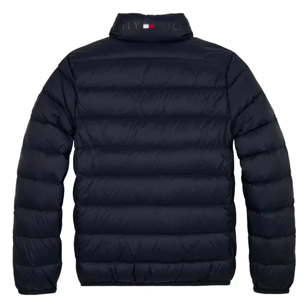 Letvægts fjerjakke med logo broderi
