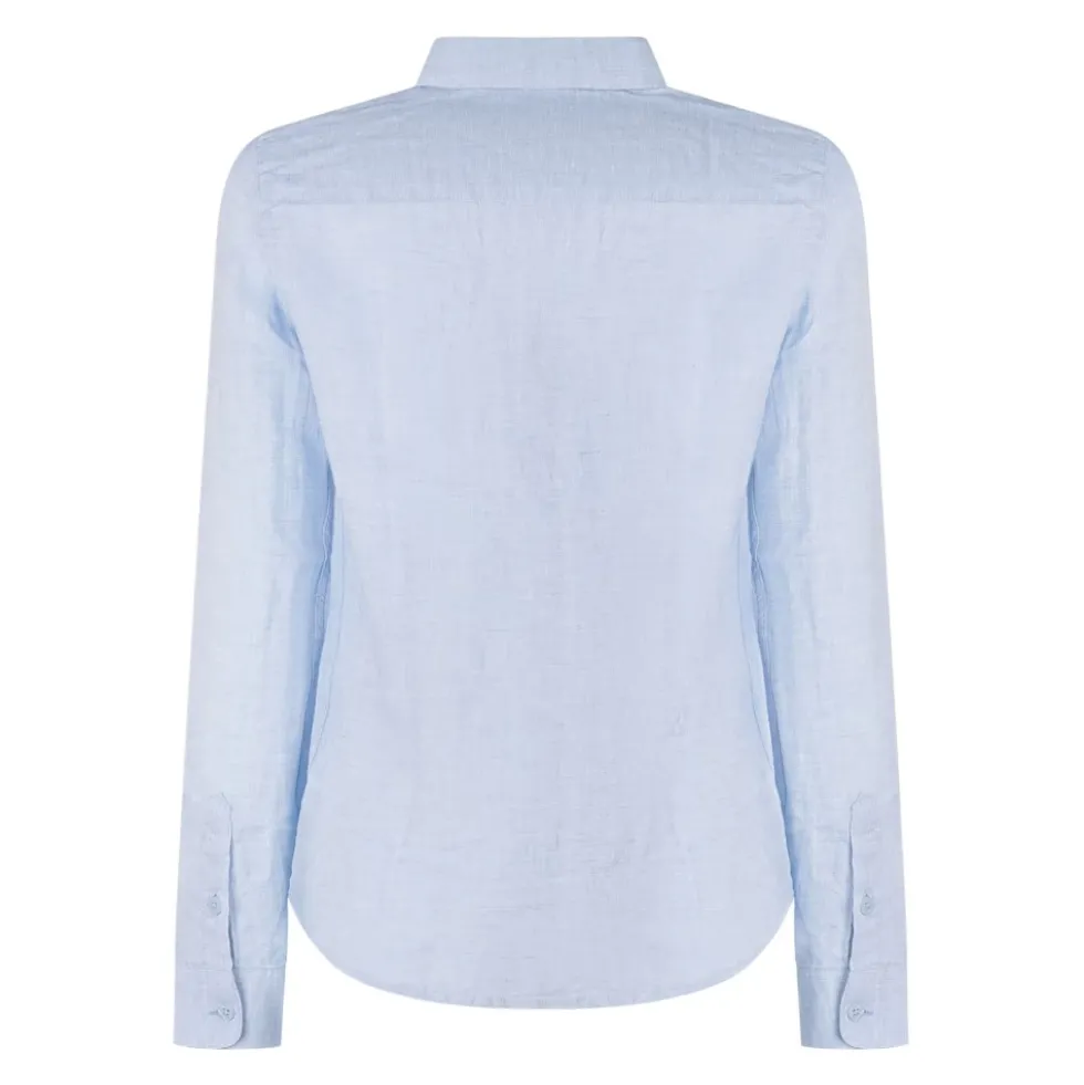 Linen Shirt with Eagle Embroidery