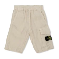 Linen Shorts With Logo Patch