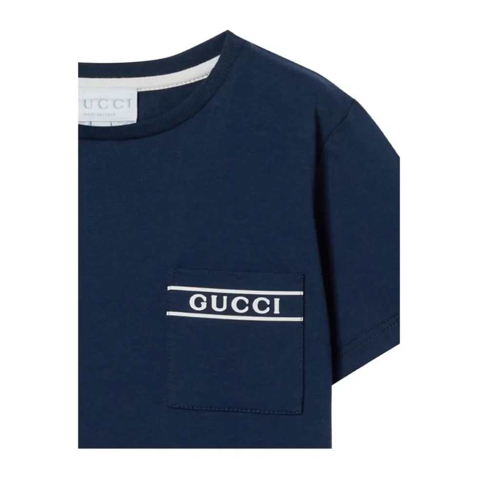 Logo-broderet patch-pocket bomuldsjersey T-shirt