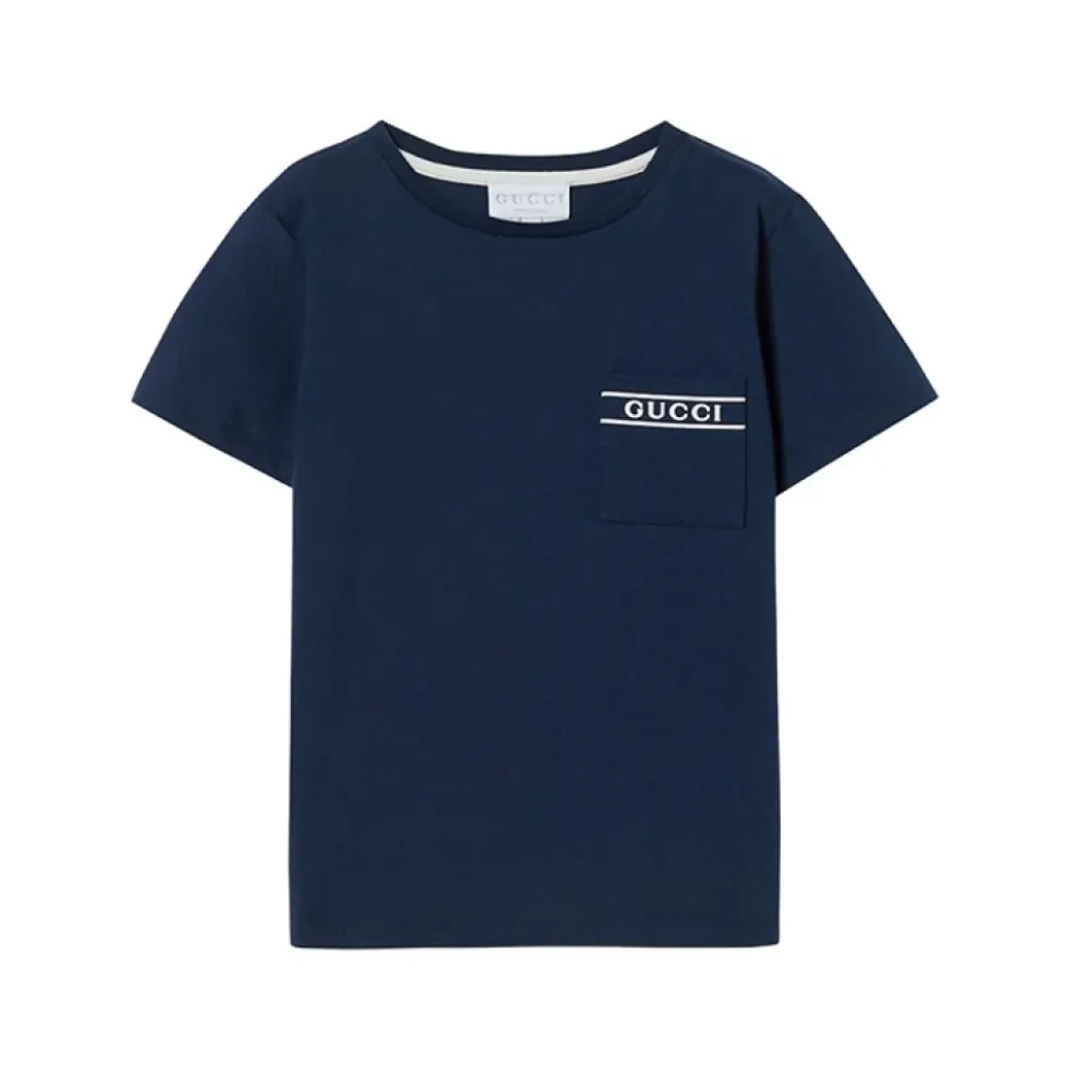 Logo-broderet patch-pocket bomuldsjersey T-shirt