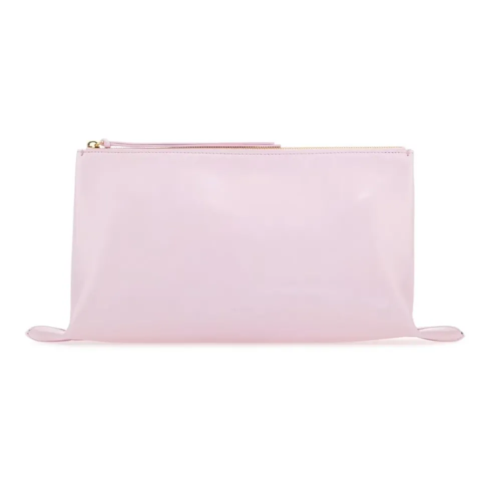 Logo Embossed Zipped Clutch Bag