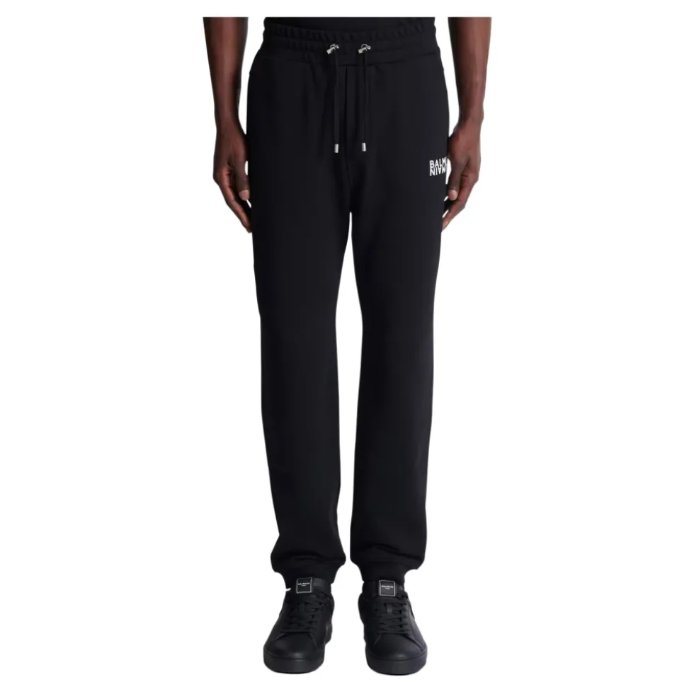 Logo Printed Cotton Jogging Bottoms