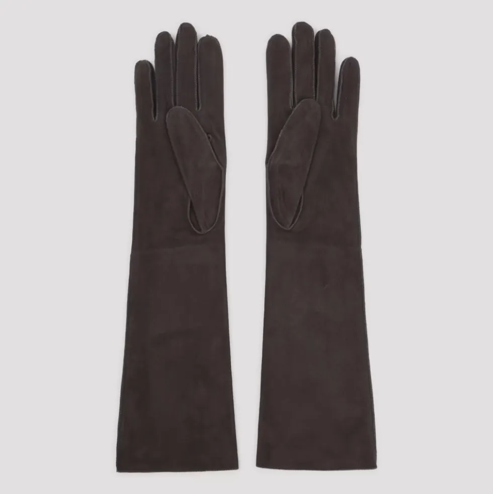 Long Slim Suede Gloves