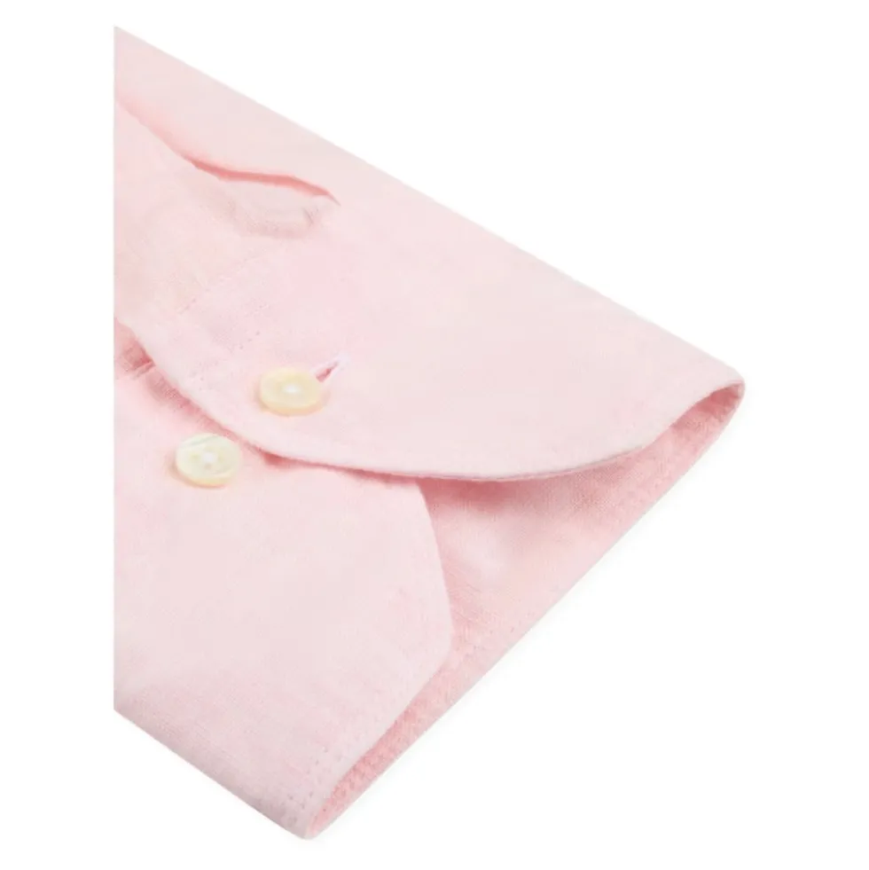 Lys Pink Linned Slim Fit Skjorte